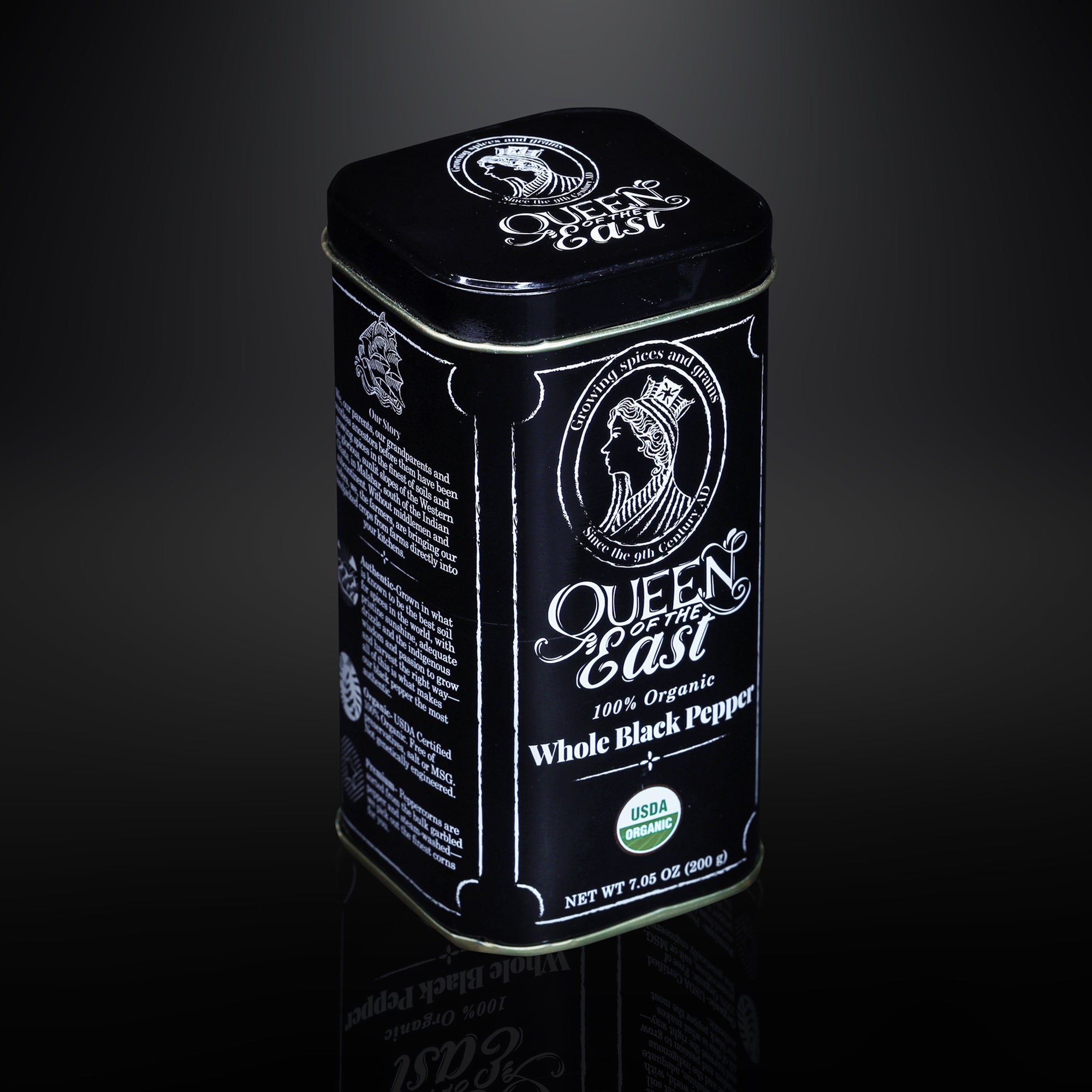 100% Organic Whole Black Pepper Tin 200g